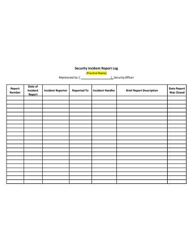 Incident Report Log Template 5 Templates Example Templates