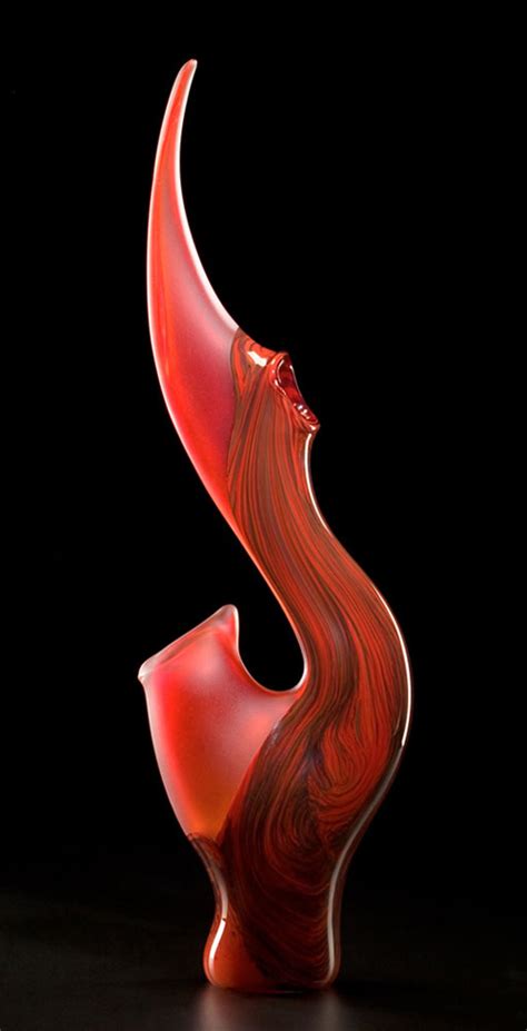 Grand Serenoa In Red Color Hand Blown Glass Sculpture