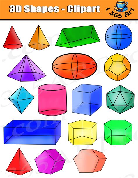 Can you see which pieces go together? Shapes Clipart, Isometric 3D Shapes Digital Graphics ...