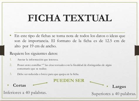 Ficha Textual Ejemplo Fichas Textuales Las Fichas Textuales No Son