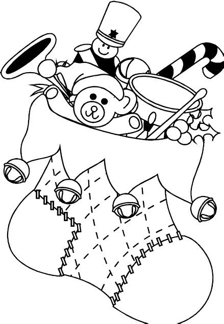Un coloriage de noël vive noel à imprimer pour offrir à ses amis. Coloriage Bas De Noel plein des Cadeaux dessin gratuit à imprimer