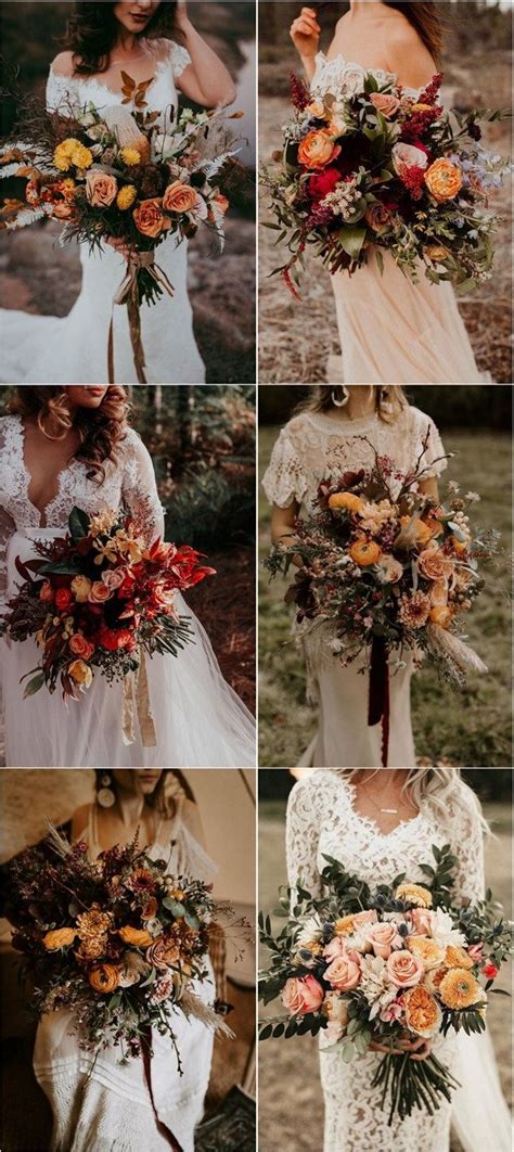 Red orange and yellow wedding bouquet made from poppies and ranunculus is perfect for a spring wedding or an autumn wedding. Top 20 Rust Sunset Dusty Orange Wedding Bouquets for Fall ...