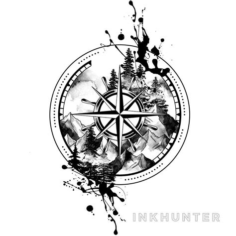 This hyperrealism piece is pierced into the skin. Design by Blackwork by Bunette, #InkHunter | Compass tattoo, Body art tattoos, Tattoos