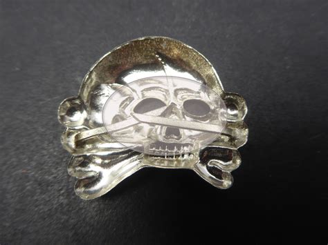 Ss Totenkopf Cap Badge 1st Form Made From Silver Plated Brass
