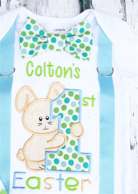 I've put together a list of all the cutest easter outfits for baby boys, both pants and shorts outfits, for your little boy. Baby boy blue polka dot 1st Easter onesie by ...