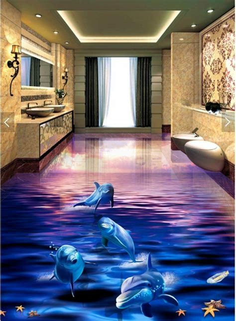 45 amazing 3d floor painting wallpaper. 3D Dolphin Sunset Ocean Floor Mural Photo Flooring ...