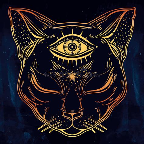 For a normal expression draw the iris slightly covered by the top eyelid while for happy or content anime eyes closed with the shape of the eyes in an upside down arch. Black Cat Head Portrait With Moon And Three Eyes. Stock Vector - Image: 78145490