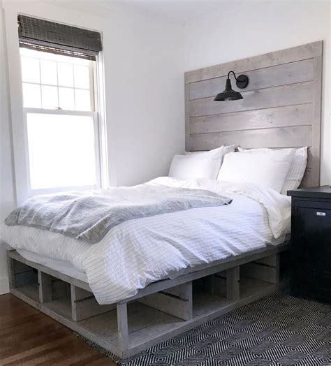 Easy diy wooden bed frame platform made from framing lumber. Crate Style Storage Bed and Headboard | Diy storage bed ...