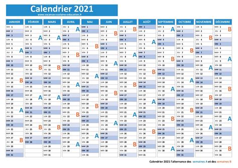 Semaine A Semaine B Calendrier Scolaire 2021 2022