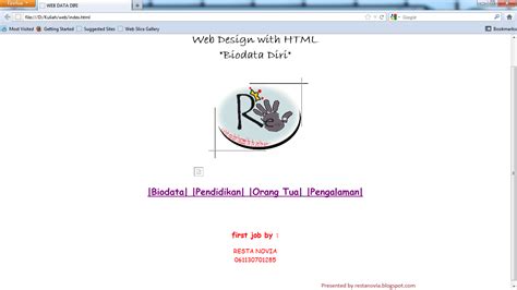No pain, No gain !: Belajar Web Design "Membuat Biodata ...