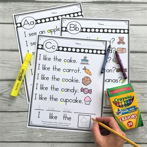 Alphabet Sight Word Sentences For Kindergarten Or First Grade Mrs