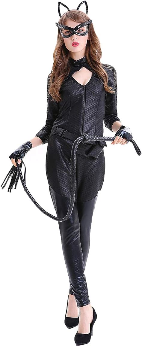 fhony catwoman sexy faux leather cat woman costume latex halloween catwoman coaplay uniform sexy