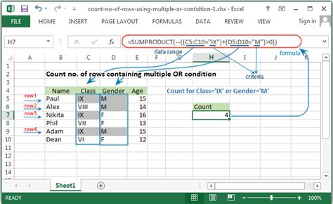 Excel Count Count No Of Rows Containing Multiple Or Condition