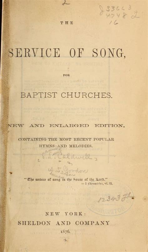 The Service Of Song For Baptist Churches Library Of Congress