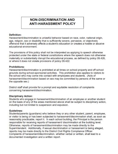 Free 10 Anti Harassment Policy Samples In Pdf Doc