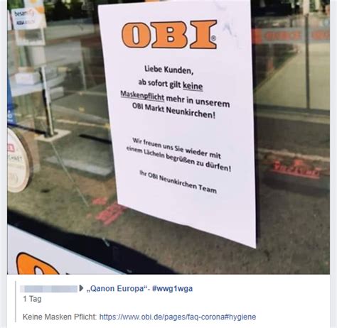 Hier findest du vieles zum. Keine Maskenpflicht im OBI? Foto ist ein Fake! (Faktencheck)