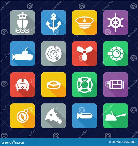 Navy Icons Flat Design Stock Vector Illustration Of Command 50347672