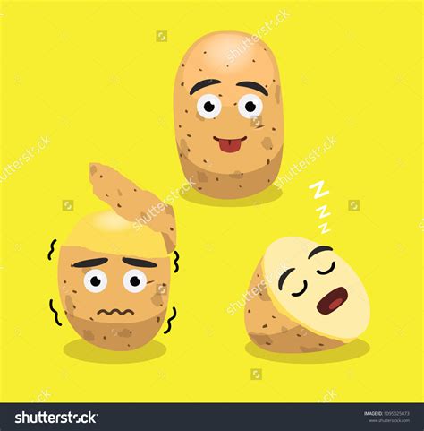 Cute Potato Cartoon Emotions Vector Illustration Stock Vector Royalty