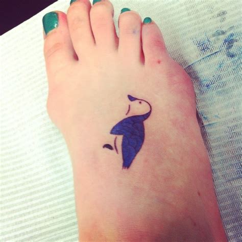 Cute Blue Penguin Tattoo For Women On Feet Tattooimagesbiz