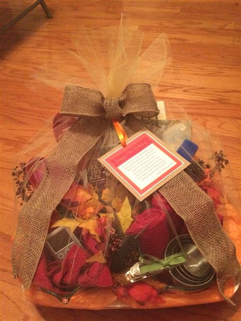 Very apropos, if you ask me. Homemade kitchen gift basket - fall-themed, grandmother ...
