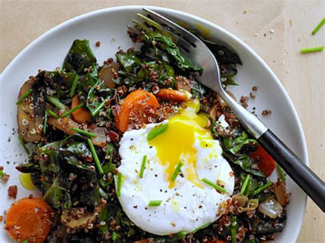 Red Quinoa Bowl With Swiss Chard And Poached Egg Recipe Sunset Magazine