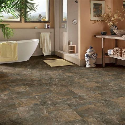 The licensed contractors at the home depot can install your new vinyl floor at an affordable cost. TrafficMASTER Dark Grey Slate 12 in. x 12 in. Peel and ...
