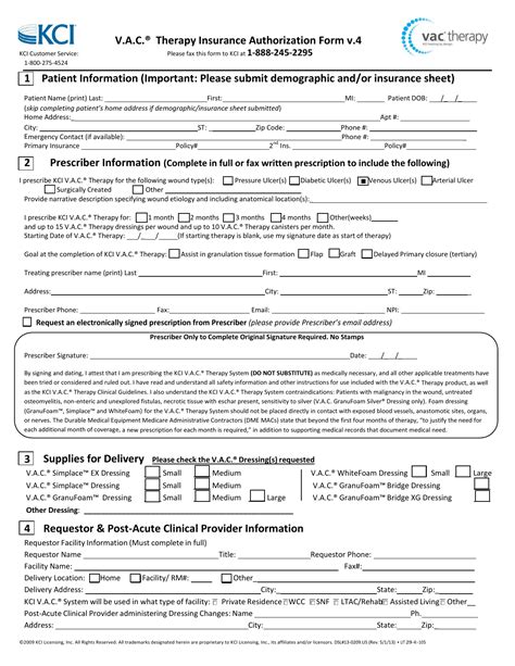 Kci Wound Vac Form Printable Printable Forms Free Online