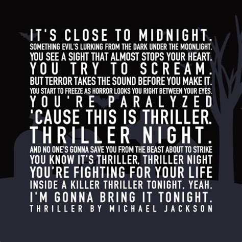 Thriller Quote By Michael Jackson Printable Wall Art Digital Etsy