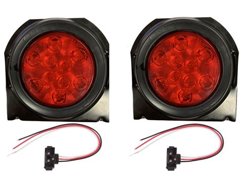 2 Red 10 Led 4″ Round Truck Trailer Brake Stop Turn Tail Lights With