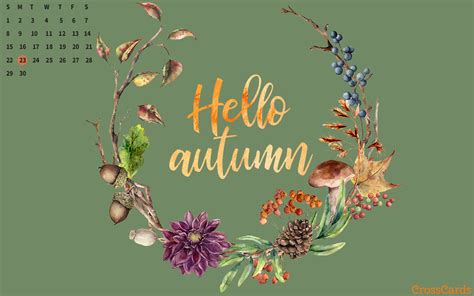September 2019 Hello Autumn Desktop Calendar Free September Wallpaper