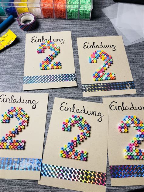Einladung Kindergeburtstag Geburtstag Diy Bügelperlen 試してみたい Pinterest
