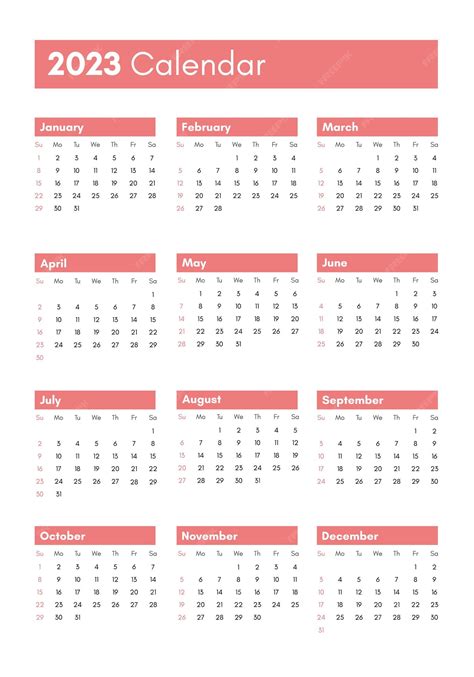 Calendario De Bolsillo En El Año 2023 Vista Vertical La Semana Comienza