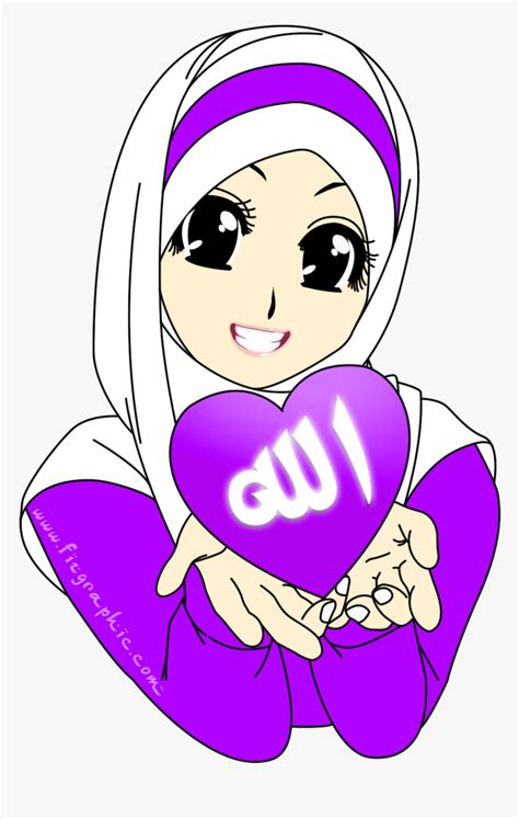 Gambar Kartun Muslimah Warna Ungu Keren Gasebo Wallpaper Hijab Islamic Girl Cartoon 860x1356