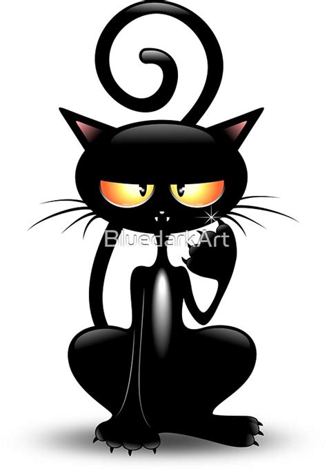 Cattish Angry Black Cat Cartoon Stickers By Bluedarkart Redbubble