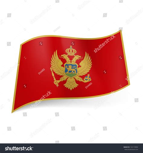 National Flag Of Montenegro Red Field Bordered With Golden Line