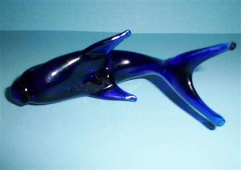 V Nason Cobalt Blue Murano Glass Dolphin Figurine With Label Italian