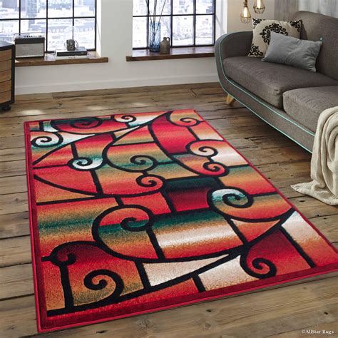 Allstar Red Abstract Modern Area Carpet Rug 5 2 X 7 2