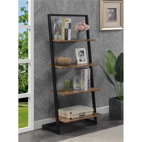 Convenience Concepts Graystone Ladder Bookshelf In Nutmeg Wood Finish