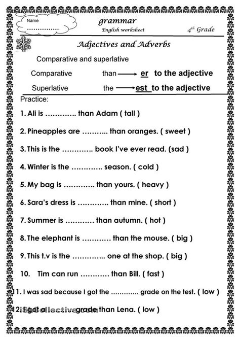 Comparative And Superlative Adjectives Activities