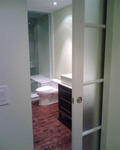 In some older homes, a sliding pocket door was used to for a bathroom, consider a door with a mirror on one or both sides, which is a convenient and useful choice. Pocket Door | Pocket doors bathroom, Pocket doors, Bathroom