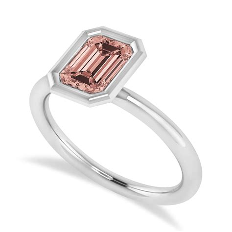 Emerald Cut Bezel Set Morganite Solitaire Ring 14k White Gold 1ct Az394