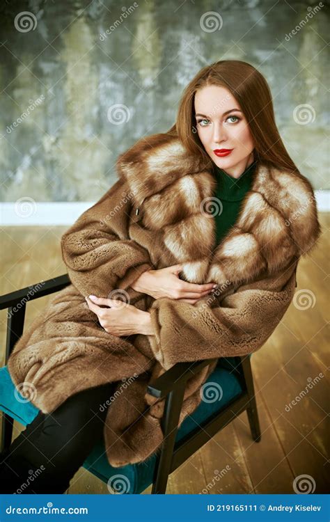 Rich Woman In Fur Coat Stock Image Image Of Glamor 219165111