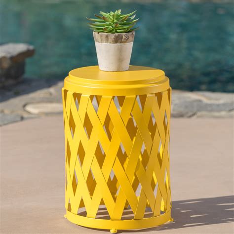 Yellow Ceramic Outdoor Side Table All About Cwe3