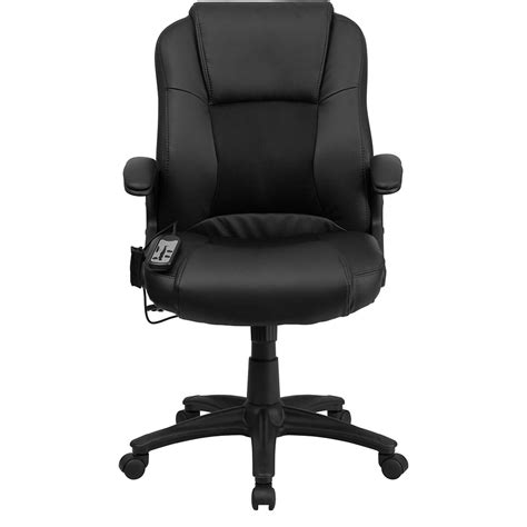 Executive premium office chair faux leather retractable armrests seat black. Ergonomic Home Massaging Black Leather Executive Swivel ...