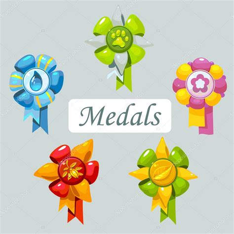 Conjunto De Dibujos Animados De Medallas 469123 Vecto