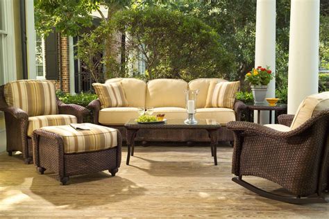 Classic porch furniture arrangement — a sofa & two chairs. Closeout Outdoor Furniture Patio Modern And Home Depot Electric Fireplaces Clearance Swing Sets ...