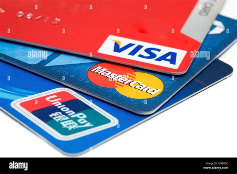 Closeup of VISA, Mastercard and Union pay credit cards Stock Photo - Alamy