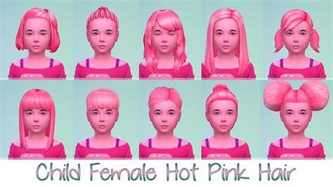 ♡stars Sugary Pixels♡ Pink Hair Hot Pink Hair Sims 4