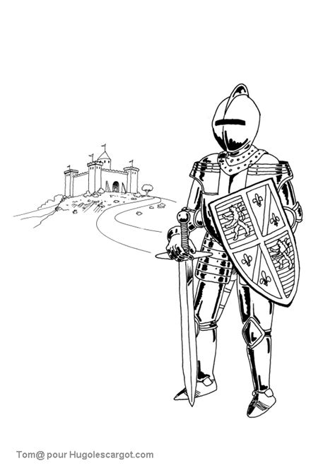 Coloriage Chevalier Devant Château