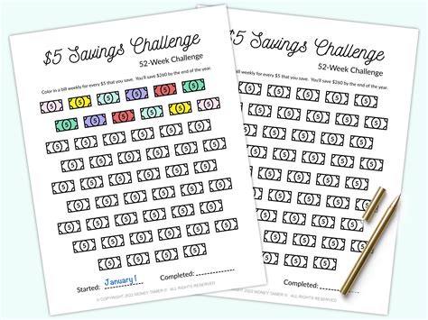52 Week Savings Challenge 5 Dollar Savings Challenge 5 Dollar Challenge